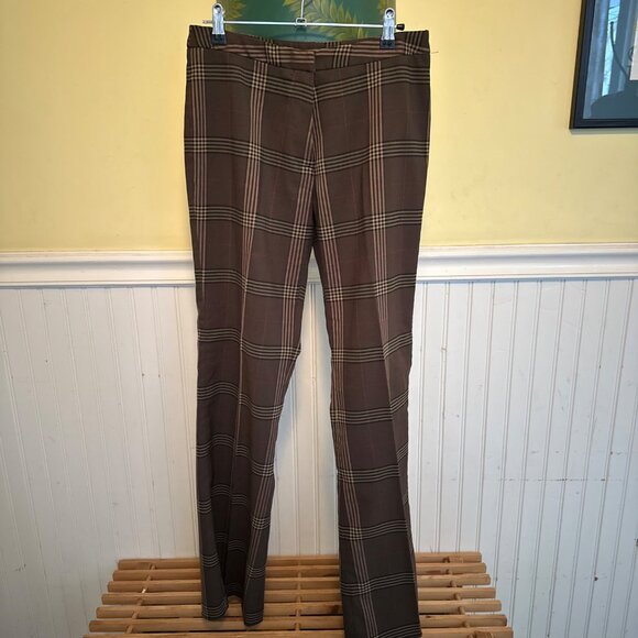 Vintage 90s Womens Brown Plaid boot cut Pants Size 10 By Bay - Picture 1 of 9
